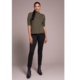 TRIBAL FUNNEL NECK ELBOW SLV KNIT TOP