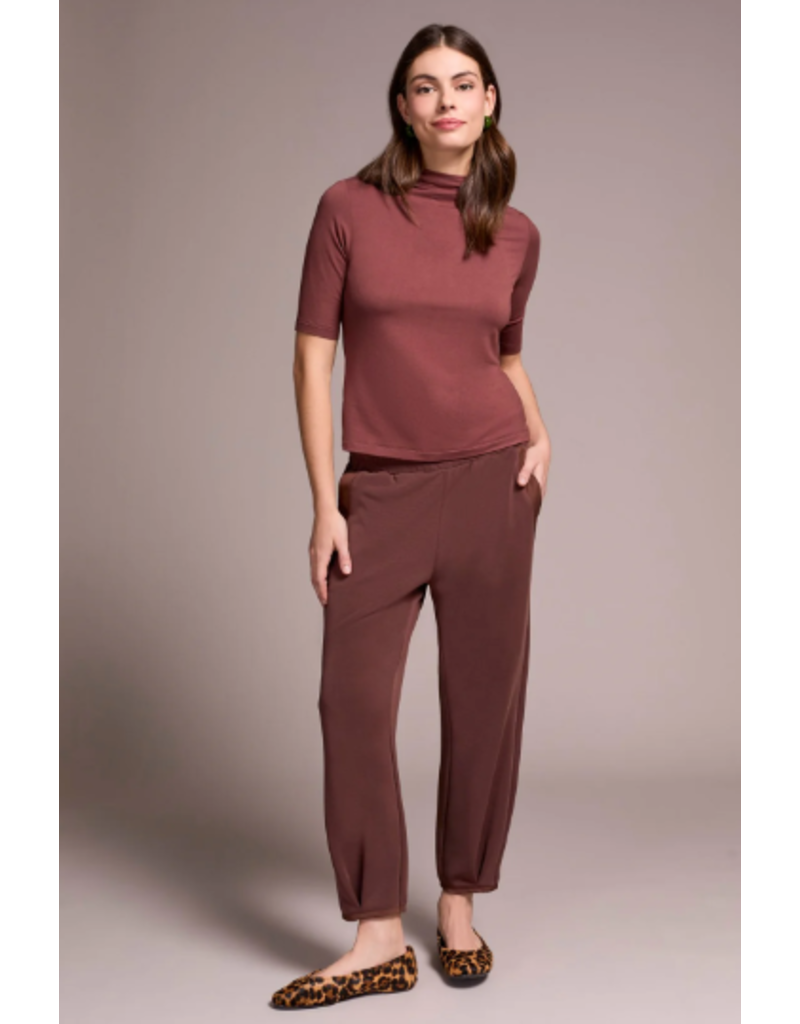 TRIBAL FUNNEL NECK ELBOW SLV KNIT TOP