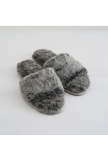 FAUX FUR SLIDE SLIPPER - CHARCOAL