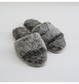 FAUX FUR SLIDE SLIPPER - CHARCOAL