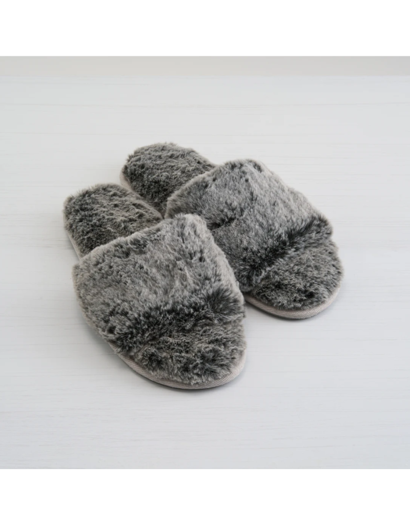 FAUX FUR SLIDE SLIPPER - CHARCOAL
