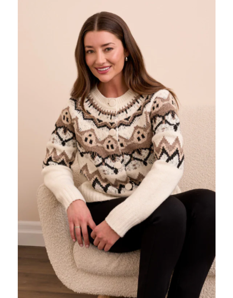 TRIBAL L/S BUTTON FRONT SWEATER CARDIGAN