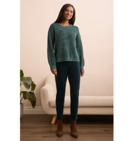 TRIBAL CREW NECK SWEATER W. SIDE SLITS - SILVERPINE
