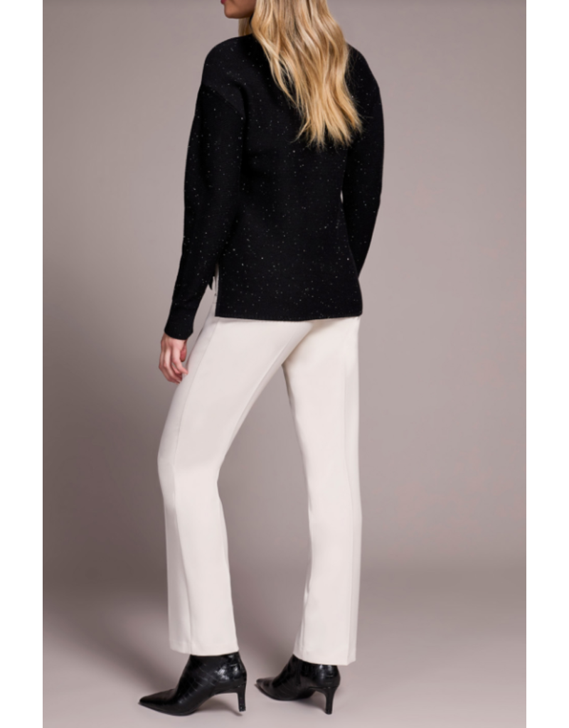 TRIBAL TURTLENECK HIGH LOW SWEATER W. GLITTER