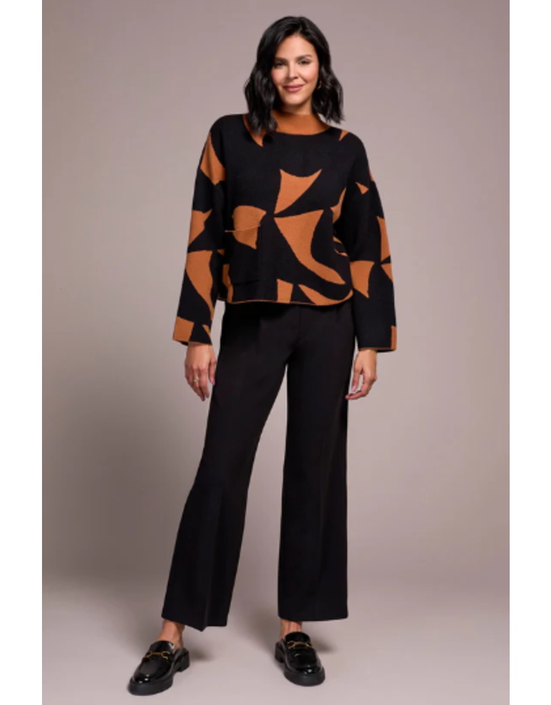 TRIBAL L/S MOCK NECK SWEATER W. POCKETS