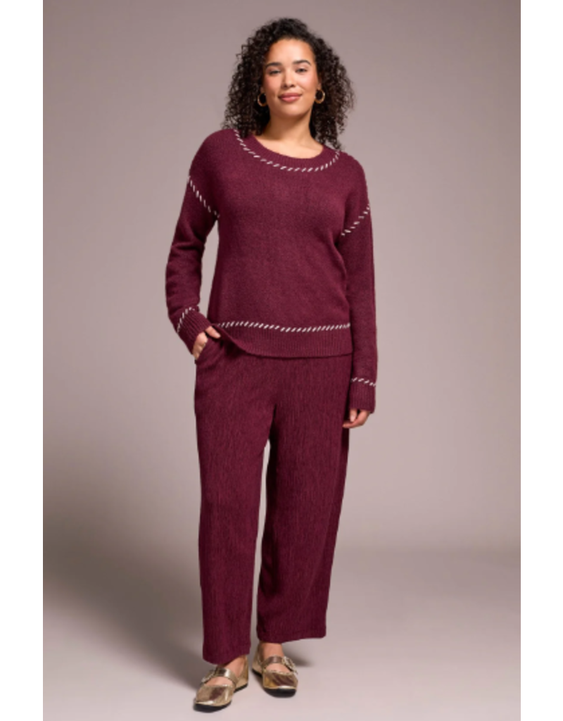 TRIBAL L/S CREW NECK SWEATER W. STITCH DETAILING