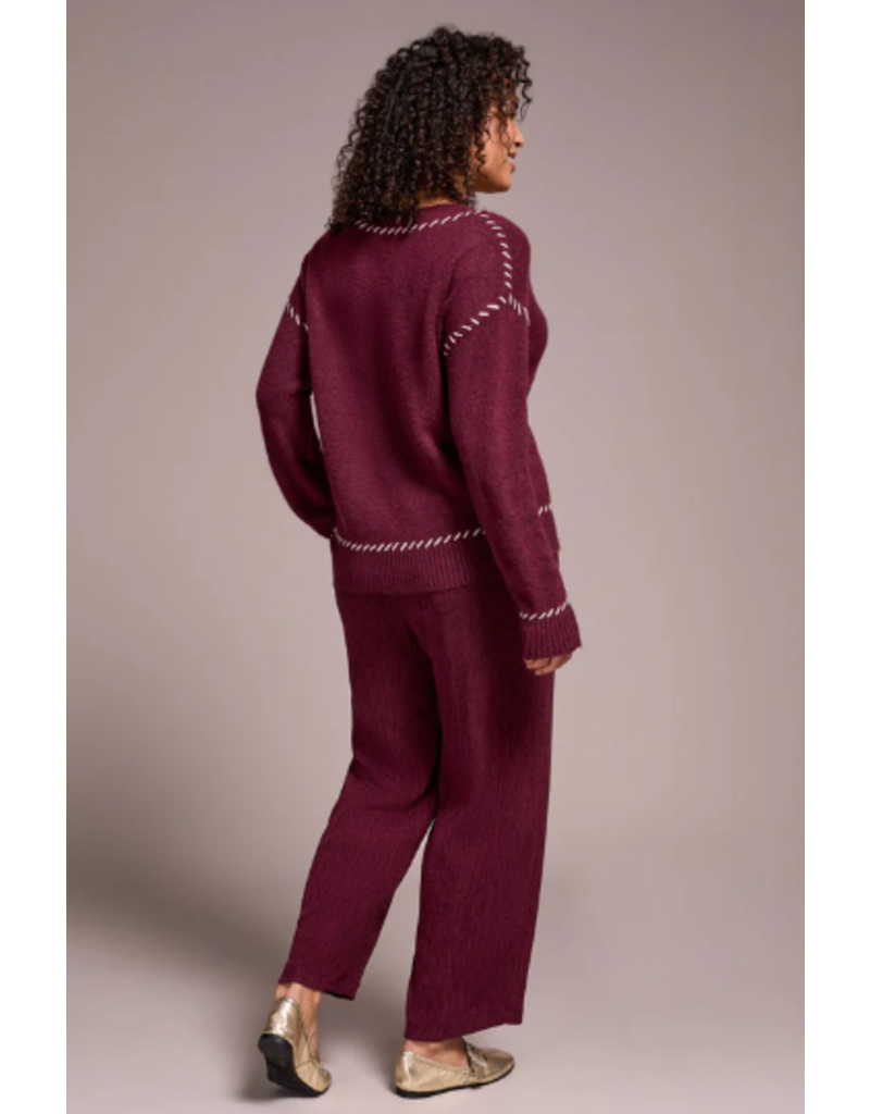 TRIBAL L/S CREW NECK SWEATER W. STITCH DETAILING