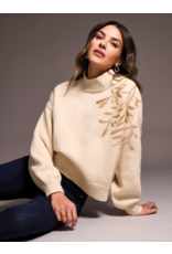 TRIBAL L/S MOCK NECK SWEATER W. SEQUINS