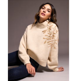 TRIBAL L/S MOCK NECK SWEATER W. SEQUINS