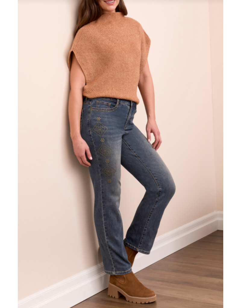 TRIBAL AUDREY STRAIGHT JEANS W. STUDS
