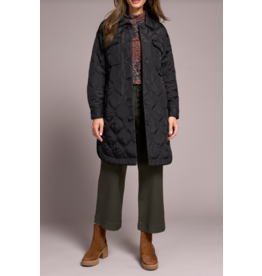 TRIBAL LONG BUTTON FRONT QUILTED JACKET