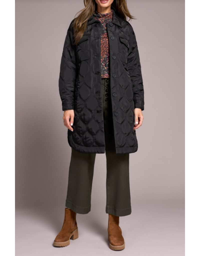 TRIBAL LONG BUTTON FRONT QUILTED JACKET