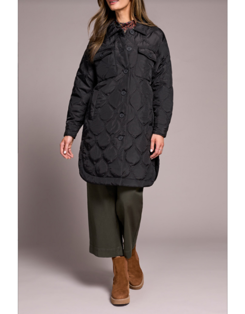 TRIBAL LONG BUTTON FRONT QUILTED JACKET