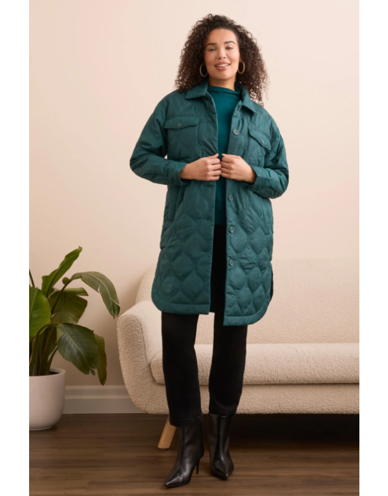 TRIBAL LONG BUTTON FRONT QUILTED JACKET