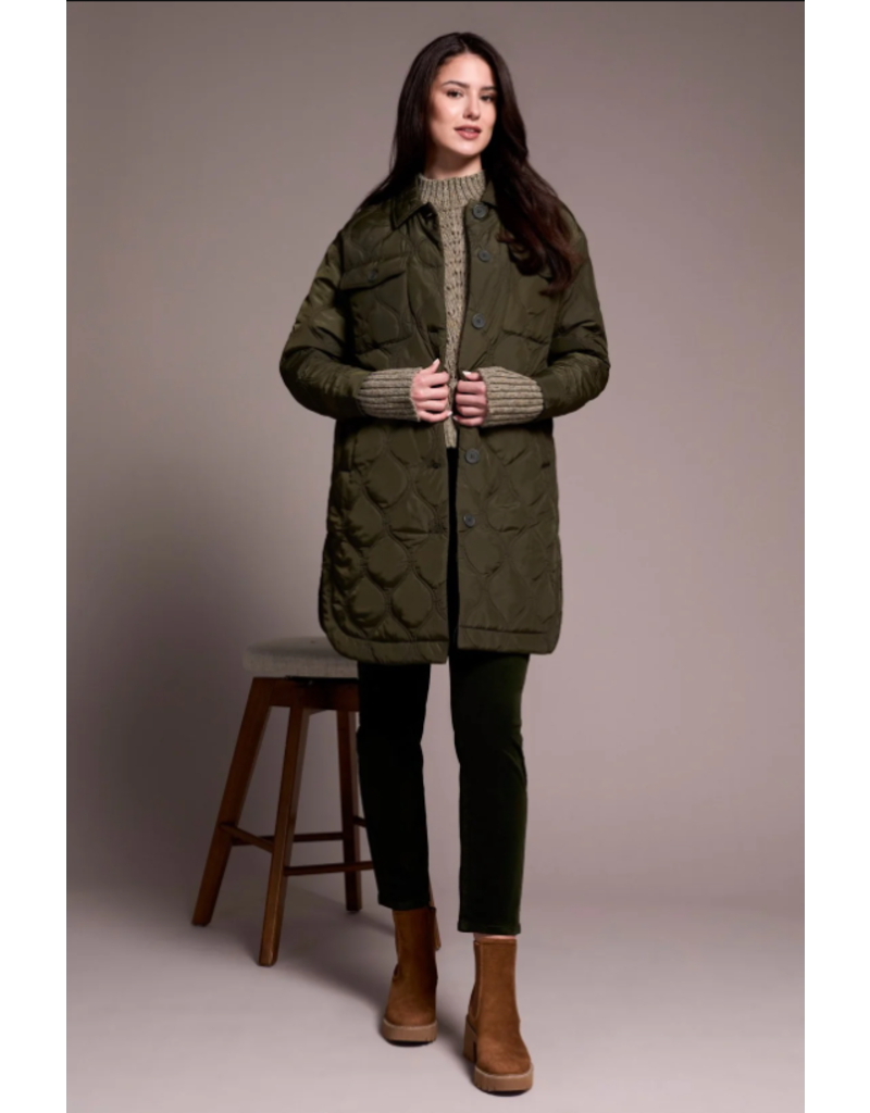 TRIBAL LONG BUTTON FRONT QUILTED JACKET