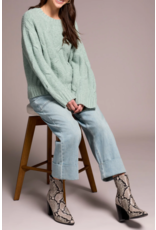 TRIBAL CREW NECK LOOSE KNIT CABLE SWEATER