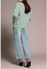 TRIBAL CREW NECK LOOSE KNIT CABLE SWEATER