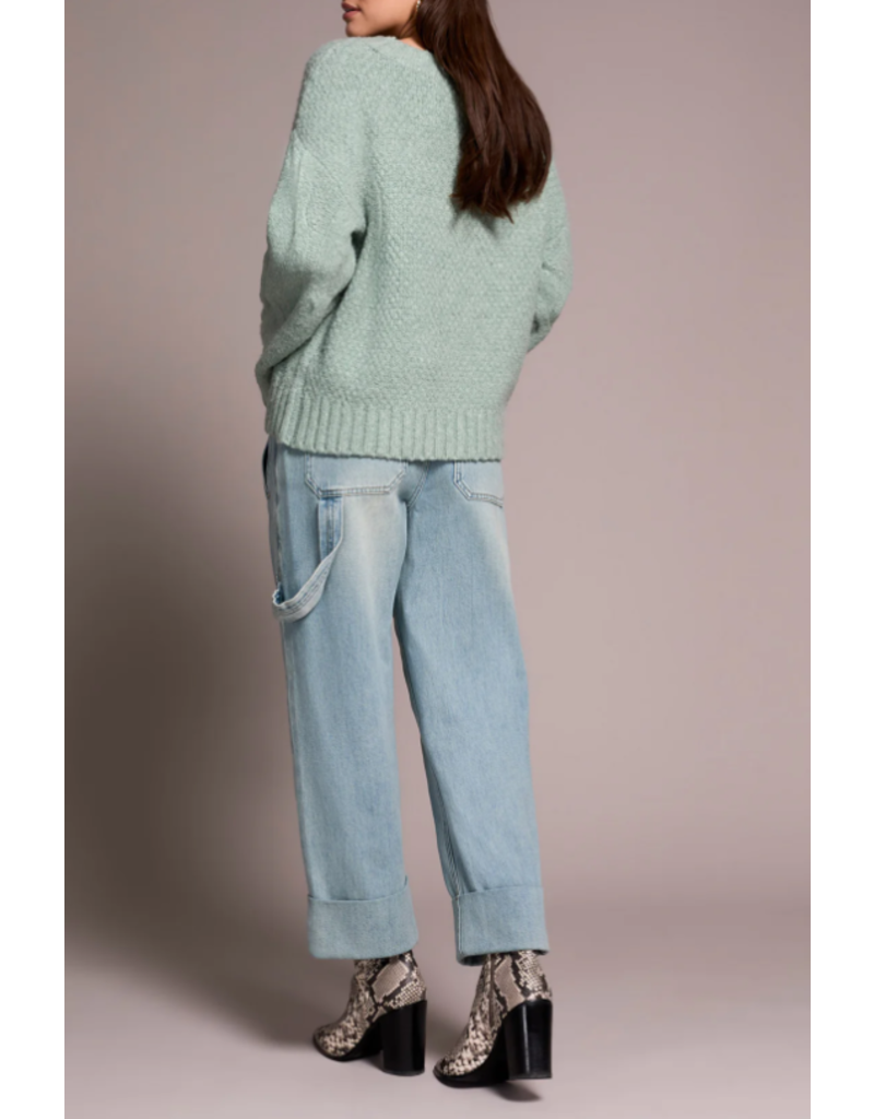 TRIBAL CREW NECK LOOSE KNIT CABLE SWEATER