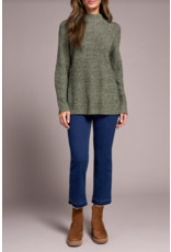 TRIBAL HEATHERED KNIT SWEATER W. SIDE SLITS