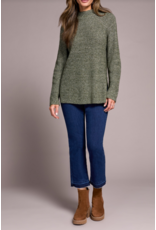 TRIBAL HEATHERED KNIT SWEATER W. SIDE SLITS