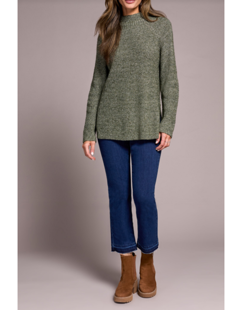 TRIBAL HEATHERED KNIT SWEATER W. SIDE SLITS