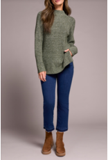 TRIBAL HEATHERED KNIT SWEATER W. SIDE SLITS