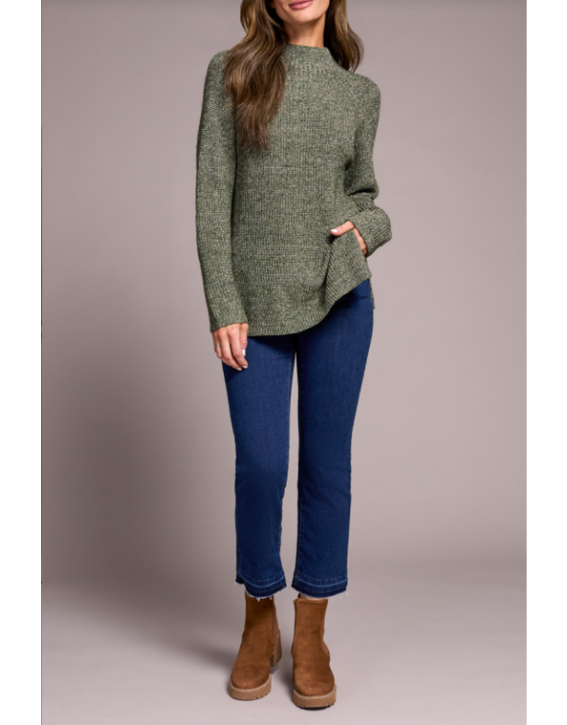 TRIBAL HEATHERED KNIT SWEATER W. SIDE SLITS