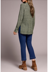 TRIBAL HEATHERED KNIT SWEATER W. SIDE SLITS