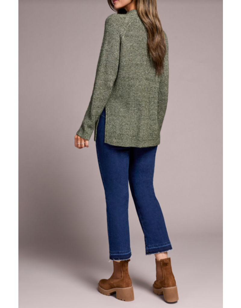 TRIBAL HEATHERED KNIT SWEATER W. SIDE SLITS