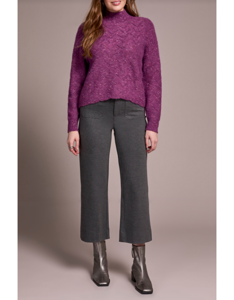 TRIBAL HIGH LOW SWEATER W. PUFF SLEEVE
