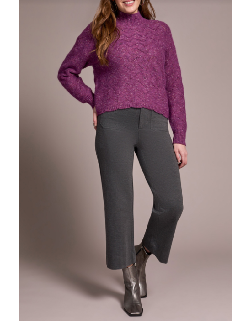 TRIBAL HIGH LOW SWEATER W. PUFF SLEEVE