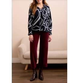 TRIBAL L/S HENLEY TOP W. SIDE SLITS