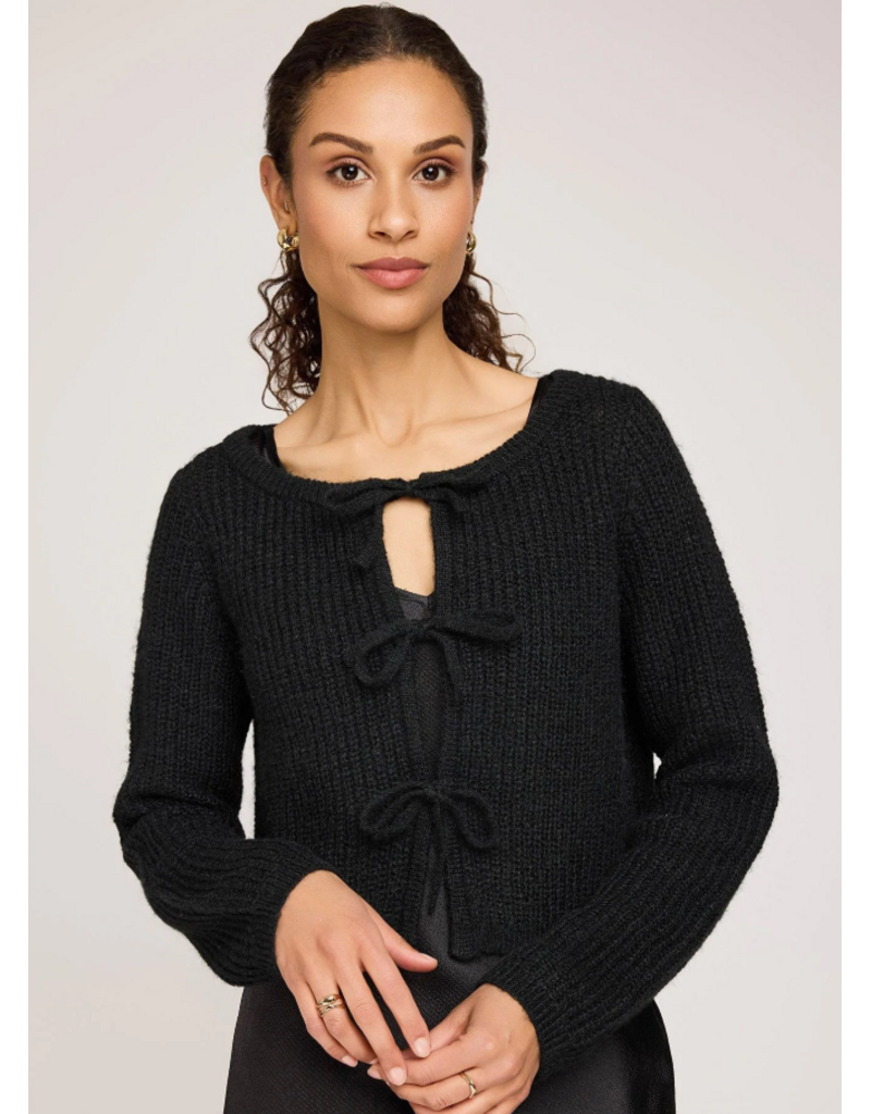 GENTLE FAWN SHAYLA TIE FRONT CARDI BLACK