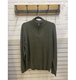 CABLE KNIT SWEATER W. MOCK ZIP