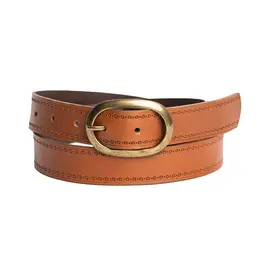 SILVER JEANS LEATHER EMBROIDERED EDGE BELT - 30MM
