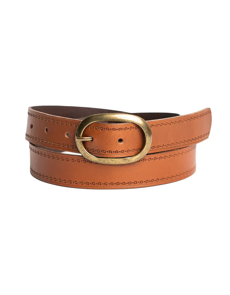 SILVER JEANS LEATHER EMBROIDERED EDGE BELT - 30MM