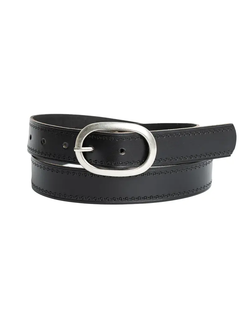 SILVER JEANS LEATHER EMBROIDERED EDGE BELT - 30MM