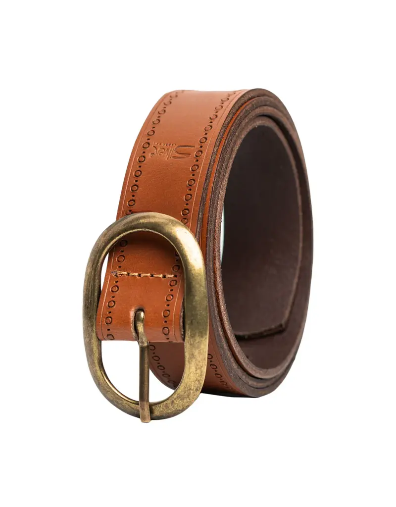 SILVER JEANS LEATHER EMBROIDERED EDGE BELT - 30MM