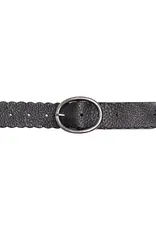 SILVER JEANS LEATHER SCALLOP EDGE & LACING DETAIL BELT - 40MM