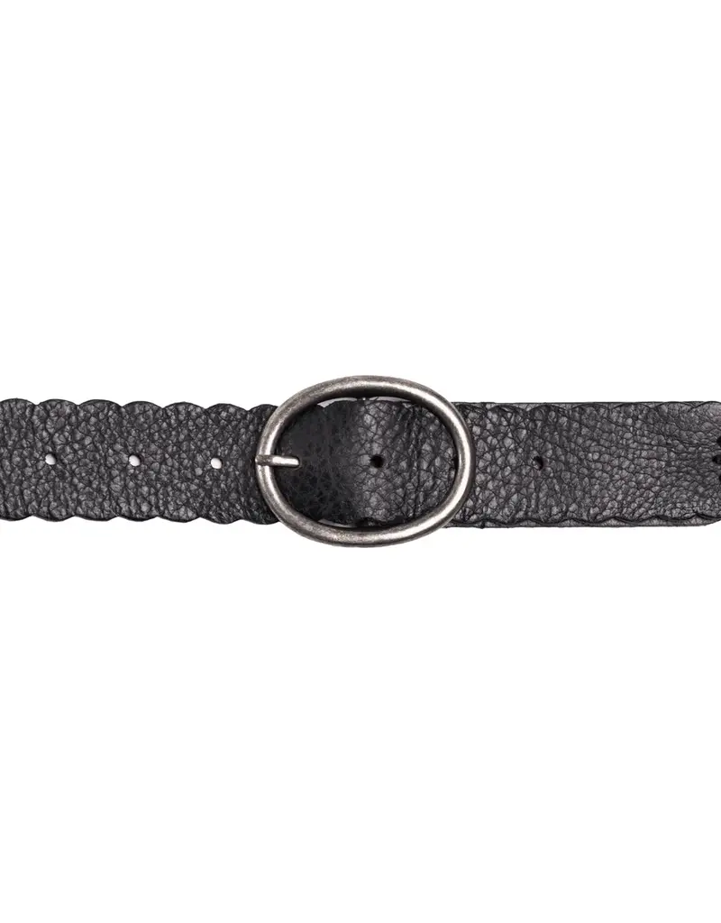 SILVER JEANS LEATHER SCALLOP EDGE & LACING DETAIL BELT - 40MM