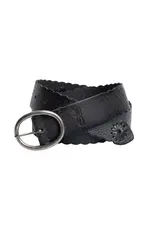 SILVER JEANS LEATHER SCALLOP EDGE & LACING DETAIL BELT - 40MM