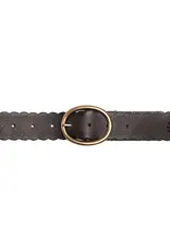 SILVER JEANS LEATHER SCALLOP EDGE & LACING DETAIL BELT - 40MM