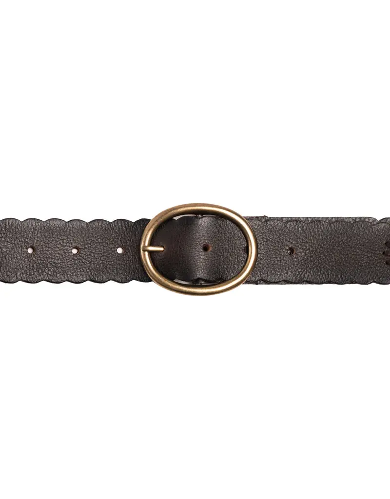 SILVER JEANS LEATHER SCALLOP EDGE & LACING DETAIL BELT - 40MM