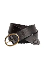 SILVER JEANS LEATHER SCALLOP EDGE & LACING DETAIL BELT - 40MM