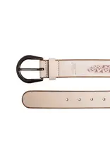 SILVER JEANS LEATHER EMBOSSED FLORAL BELT - 38MM