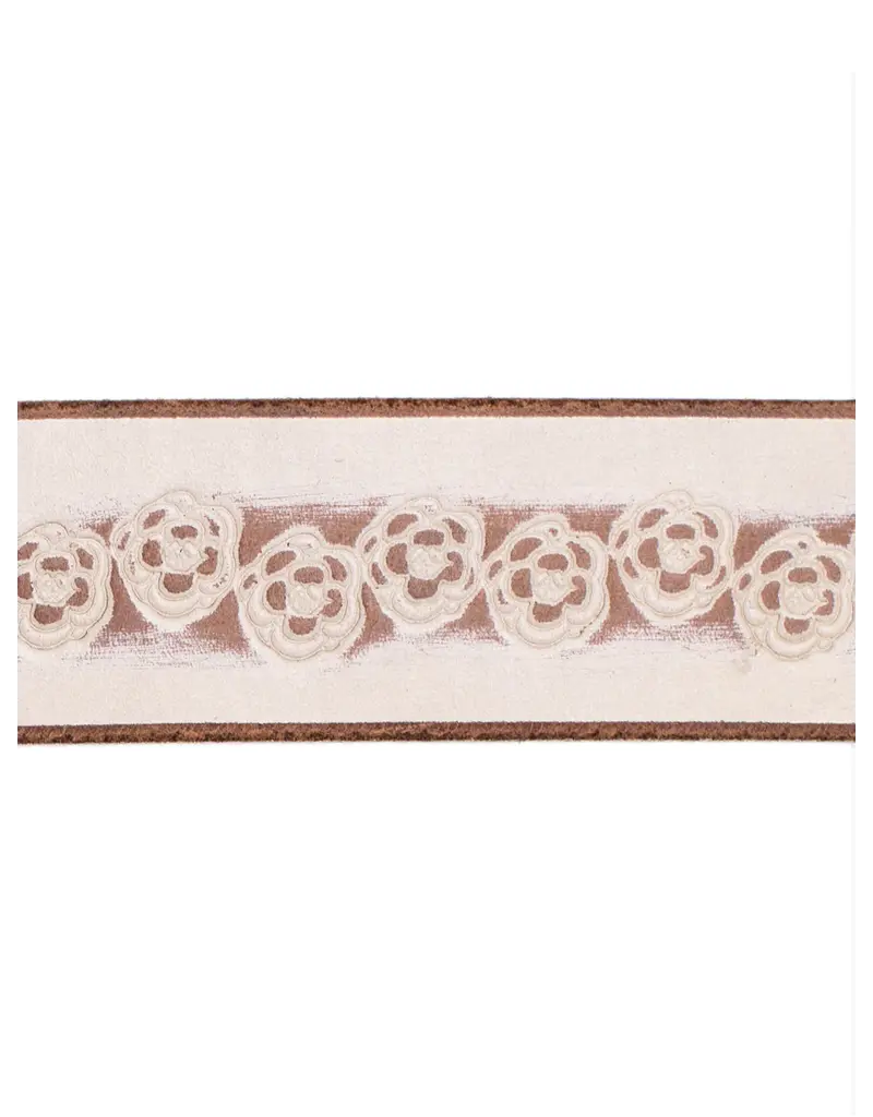 SILVER JEANS LEATHER EMBOSSED FLORAL BELT - 38MM