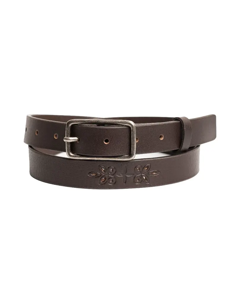 SILVER JEANS LEATHER FLORAL BELT - 25MM