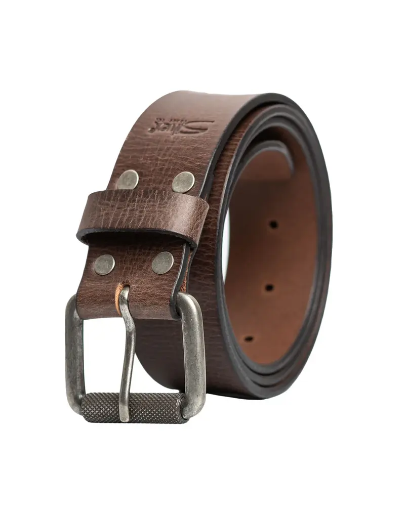 SILVER JEANS LEATHER RIV & ROLL BELT - 38MM