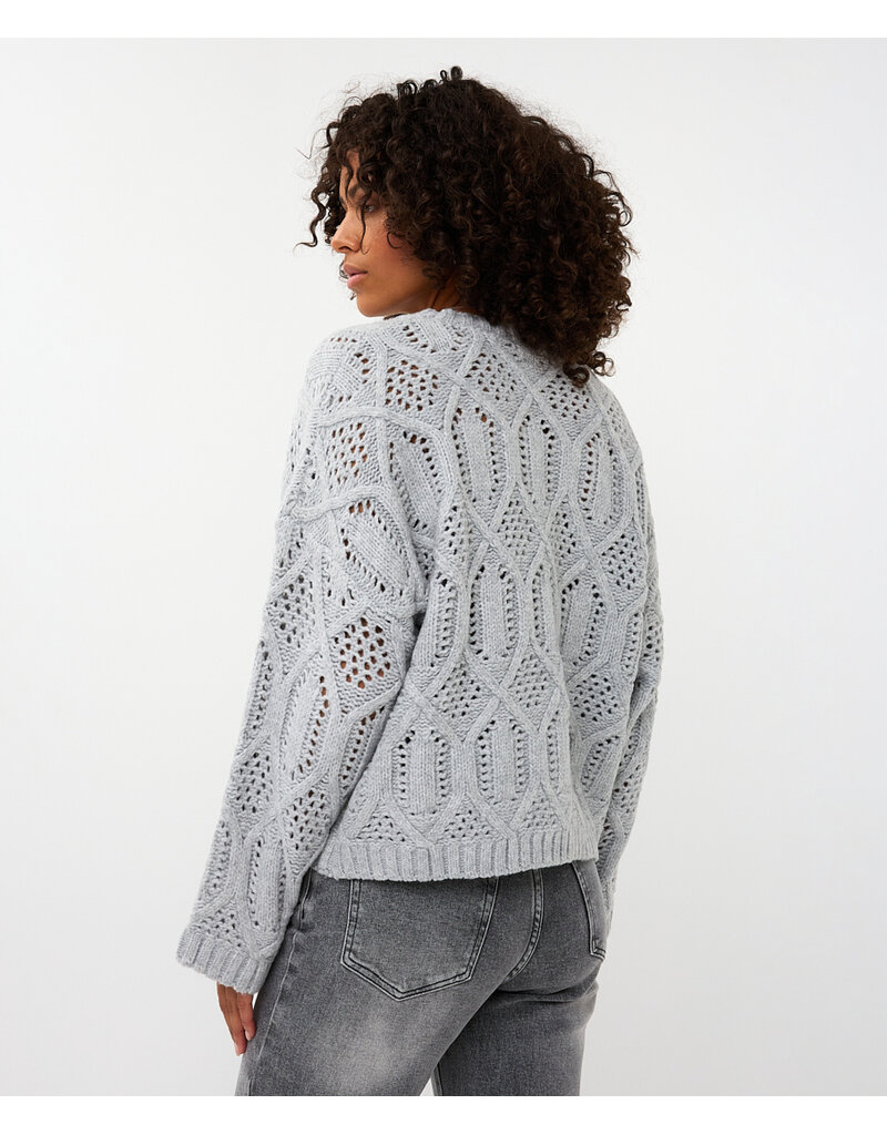 GREY BOXY CABLES SWEATER