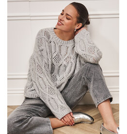 GREY BOXY CABLES SWEATER